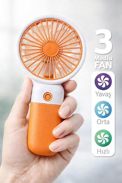 Telvesse Standlı 3 MOD Şarjlı El Fanı 3 Kademe Seyahat Masaüstü Vantilatör Ta...