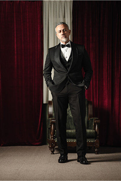 Fc Plus ŞAL YAKA TAŞLI YELEKLİ TAKIM ELBİSE