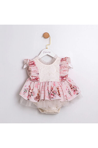 Momercy Kız Bebek Pink Queen Romper Elbise