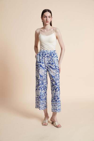 Yola Long patterned wide trousers