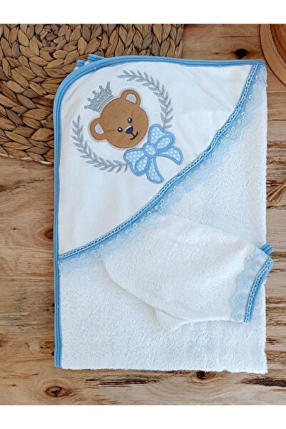 sylar 0-1 Year Old Bear Embroidered Hand-Bagged 2-Piece Baby Boy Towel Set