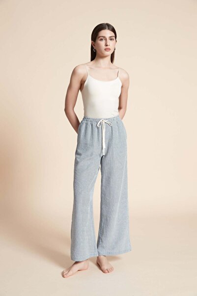 Yola Long striped wide trousers with belt