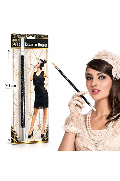 magicool 30 cm Black Sequined Cigarette Holder – 1920S Gatsby Party Accessory