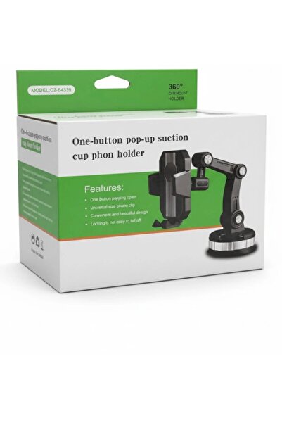 Yılpar 360° Döner Vakumlu Araç İçi Telefon Tutucu – One Button Pop-Up Telefon...