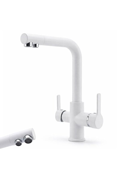 Evora 3 Yollu Musluk Su Arıtma Musluğu Üç Yollu Çoklu Musluk Beyaz YENİ ÜRÜN