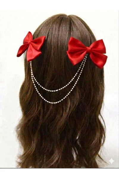 Shiklik İnci 2'L Women's Hair Clip with Double Bow - Lolita Hair Accessory