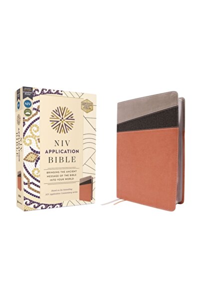 Zondervan Biblia cu aplicația NIV, Leathersoft, Coral/Gri, Literă roșie, Impr...