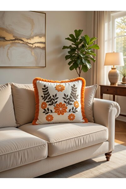 Butik Punch nakışlı yastık kılıfı, kırlent