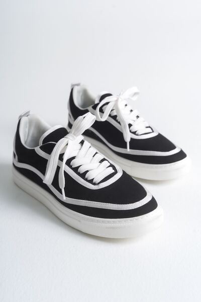 Zerenyus ZRC625 - Ανδρικά αθλητικά παπούτσια με λινά κορδόνια, μαύρο και λευκό