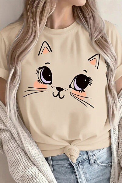 EFFRENATU Premium Cute Cat Printed Unisex Printed Combed Cotton T-Shirt