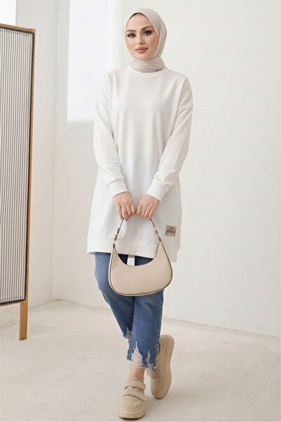 Bestenur Embroidered Slit Detail Tunic 1665 - White