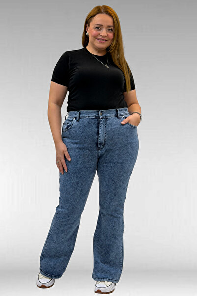 Eslina 9110-11 Büyük Beden İspanyol Paça Kot Pantolon - Mavi