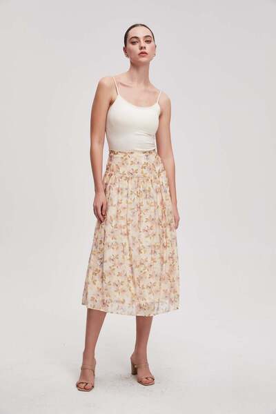 Livia Flower Print Long Skirt