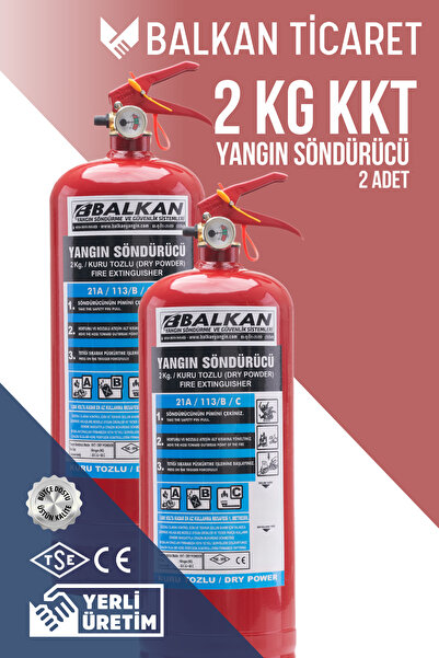 Balkan Ticaret Tozlu Yangın Tüpü 2Kg 2 Adet Ruhsata Uygun 4 Yıllık TSE HYB CE...