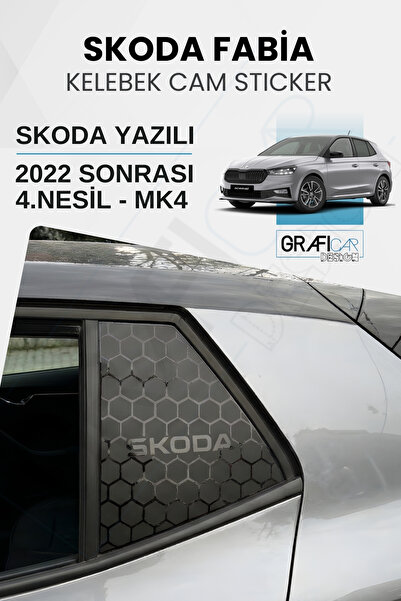 GRAFİCAR Skoda Fabia (2022 Sonrası) Uyumlu Kelebek Cam Sticker Set - SKODA YA...