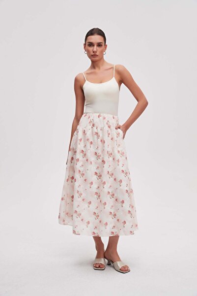 Livia Wide Patterned Midi Skirt