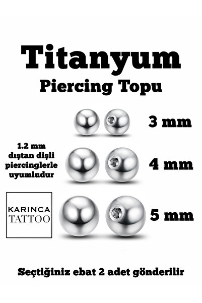 Karınca Piercing Taşsız Titanyum Piercing Topu 2 Tane Top (1.2 mm)
