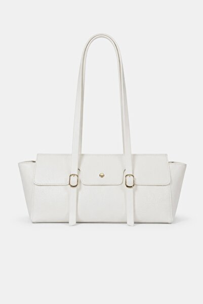 staybeautiful Γυναικεία τσάντα με λεπτομέρεια αγκράφας, λευκή