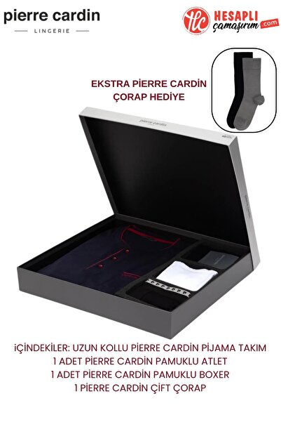 Pierre Cardin Premium Men's Cotton Piece Long Sleeve Pajama Set and Athlete B...