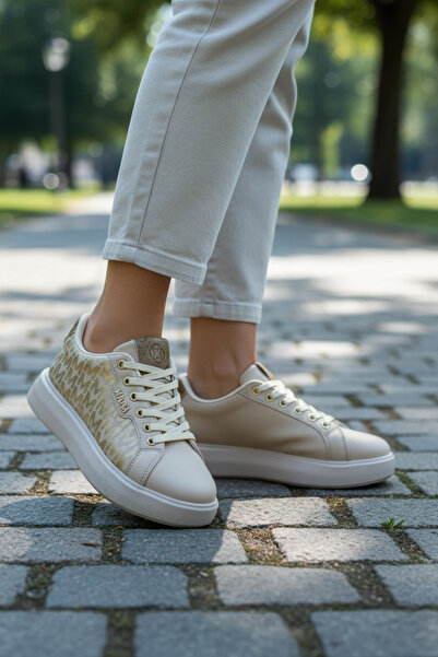 Mia marya Baskılı Kadın Günlük Sneaker - Işıltılı Nakış Detaylı Rahat Ayakkabı