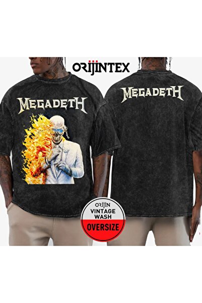 orijintex Megadeth Final Album Ön Arka Baskılı Yıkamalı Oversize Vintage Tshirt