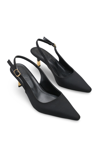 Riccon Women's Pointed Toe Open Back Stiletto Heel U Shoes 00123510 Matte Black