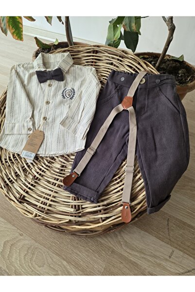 Canöz Baby Boy Suit with Bow Tie, Shirt and Pants