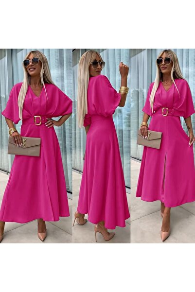 GLAMSI Long dress with belt
