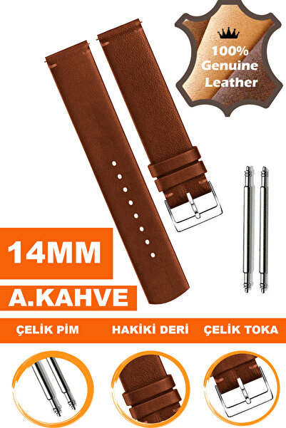 COBRA 14mm Saatlerle Uyumlu Hakiki Deri Saat Kordonu Kayışı L04MK-14MM