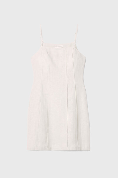 Mudo A FORM KOLSUZ MİNİ KETEN ELBİSE