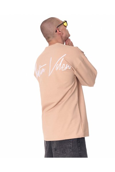 martin valen Signed 3D Embroidered Men's Beige O Oversized T-Shirt