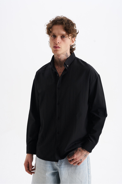 NOHOW Poplin Fabric, Comfortable Fit, Drop Shoulder, Men's Plain Shirt