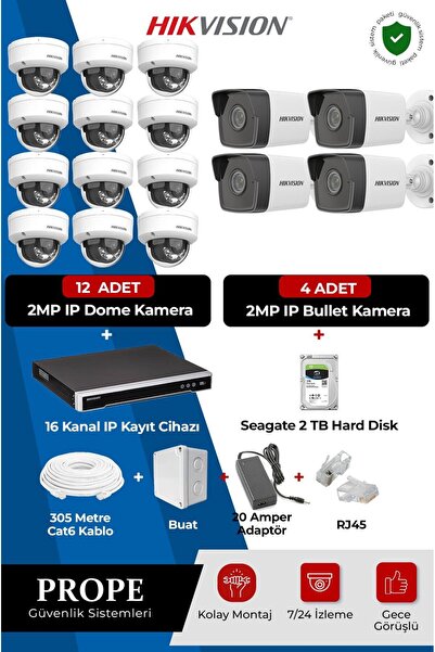 Hikvision DS-2CD1121G2-LIUF 16 Kameralı Full Ip Sistem Paketi