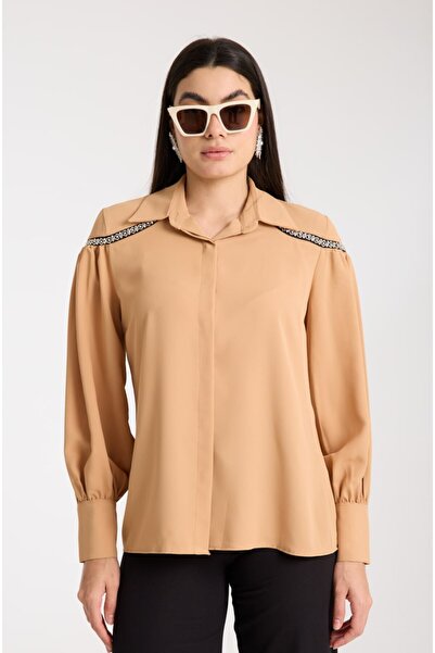 mahira collection Ženska košulja sa perlama i vezom