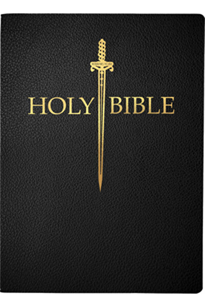 Whitaker House Biblia KJV Sword, caractere mari, piele neagră, index deget ma...