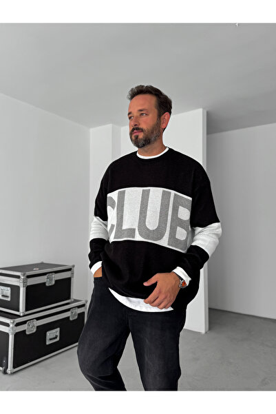 BYBASICMAN Hanorac negru cu broderie Club PM-03