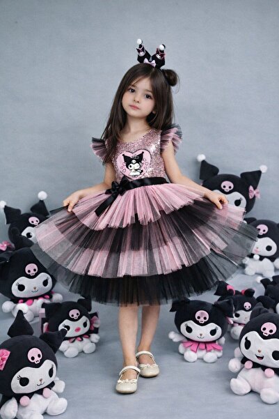 RUMİ KİDS Kuromi Taçlı elbise dogum günü parti elbisesi