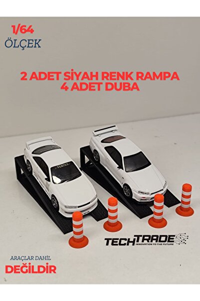 Tech Trade 1/64 Ölçek Diorama 2 Araçlık Lift 2 adet Sarı-Lacivert + 4 Adet Duba