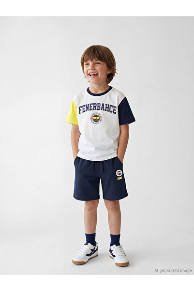 LC Waikiki LCW Kids Beyaz Fenerbahçe Lisanslı Erkek Çocuk Tişört Ve Şort
