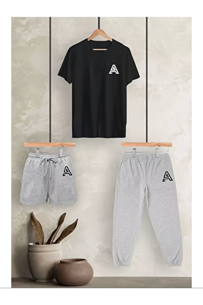 FATOOM STILE 3-Piece Unisex Tshirt-Shorts-Sweatpants Combination Printed