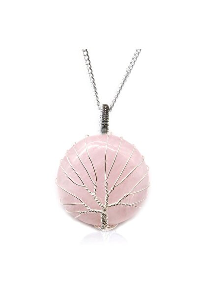 AW Gifts Tree of Life necklace - Rose quartz