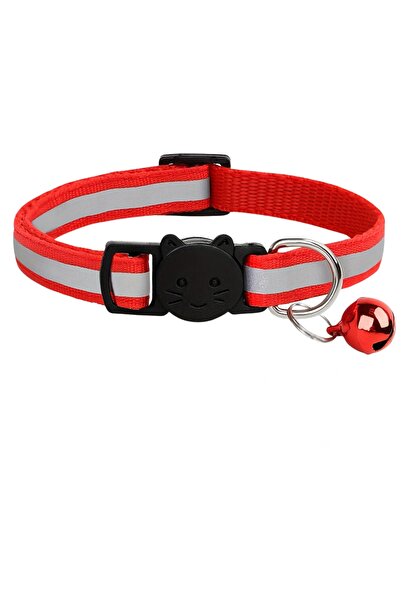 Store Reflektörlü Zilli Ayarlanabilir Kedi Köpek Tasması Gece Işıkta Parlayan...