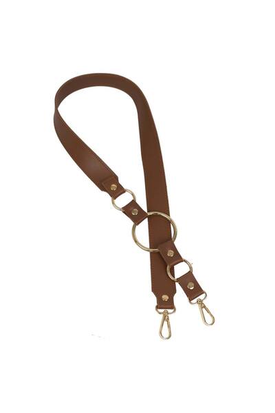 Ritzz جلد صناعي حلقة معدنية ذهبية حقيبة مقابض 90 سم - لون أسمر