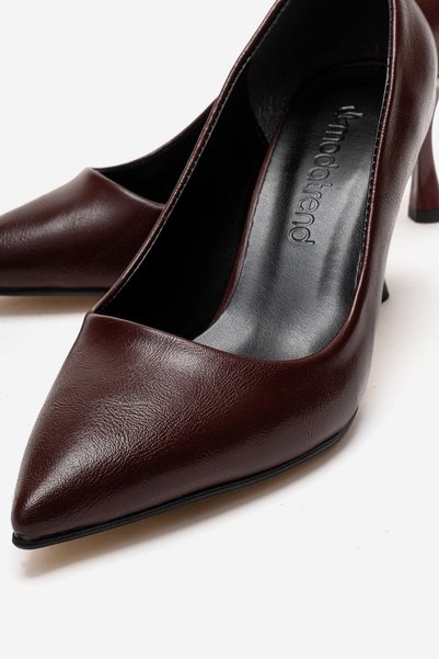 CCWAY AYAKKABI Kadın Stiletto Ayakkabı BORDO KIRIŞIK