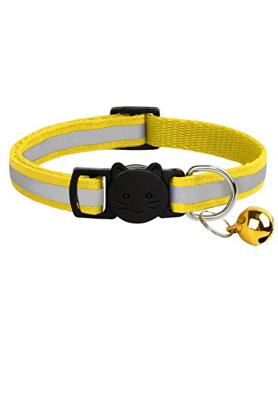 Store Reflektörlü Zilli Ayarlanabilir Kedi Köpek Tasması Gece Işıkta Parlayan...