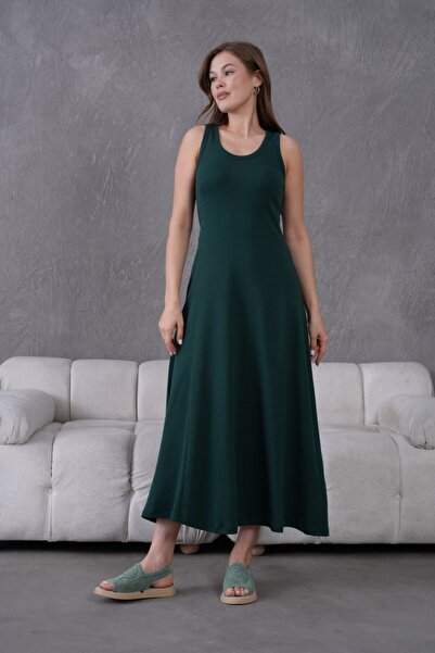 Noi Belis Rochie Maxi cu decolteu în U cu volane din material subțire SS26EL0006