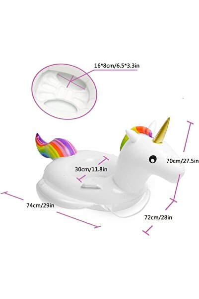 Heribom Unicorn Bebek Deniz Simiti Oturaklı Bebek Simiti Havuz Oyuncağı 0-3 Yaş