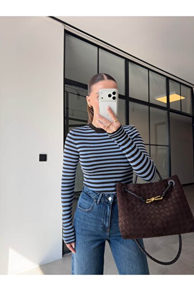 BB Bensu Buyruk Striped Knitted Blouse Brown-Blue