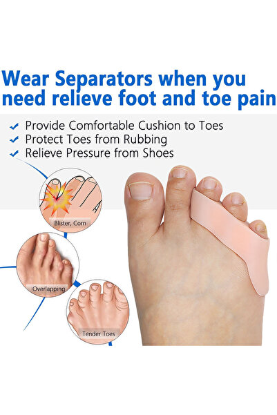 Choice4 Beige-4Pcs Pexmen 2/4Pcs Pinky Toe Separator and Protectors Gel Toe S...