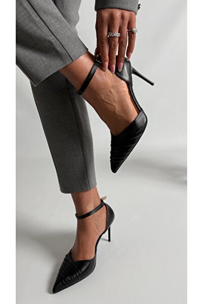 Naz Luxury Shoes MARİE HAKİKİ DERİ STİLETTO SİYAH